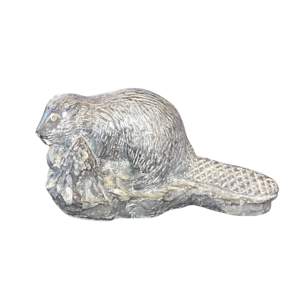Wolf Originals VTG Canadian Inuit Inspired Stone Beaver Figurine‎ 3.75"X2"X1.75"